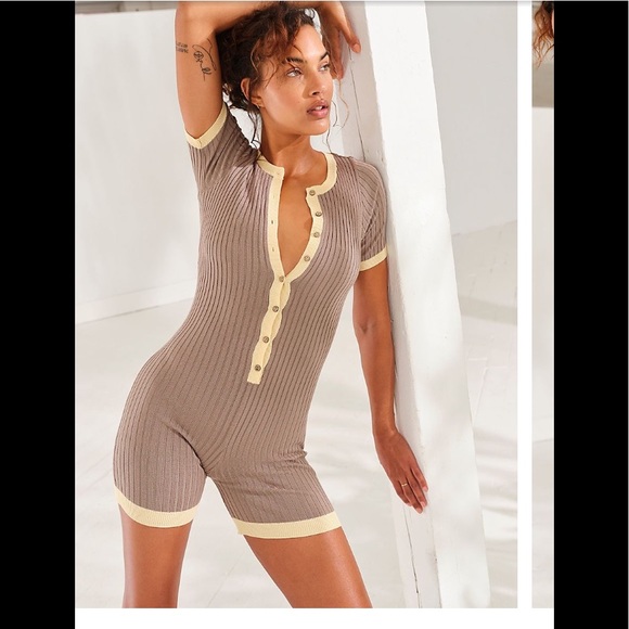 Free People Pants - LAST ONE FP Tennis Time Onesie Tauny Combo